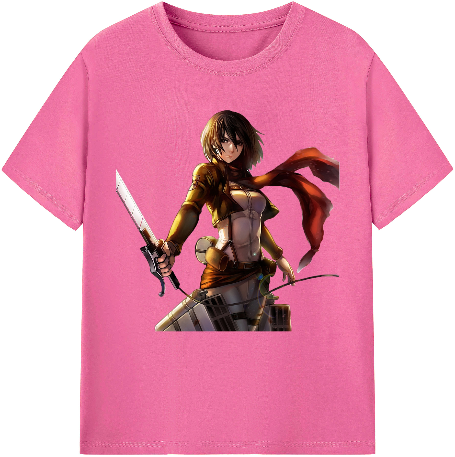（画像用） 進撃の巨人 ミカサ·アッカーマン Attack on Titan Mikasa Ackerman レディースカジュアルプリントTシャツ（綿100％）